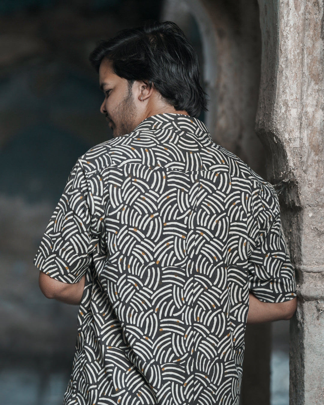 Karvaah- Midnight Wave Hand Block Print Cotton Shirt